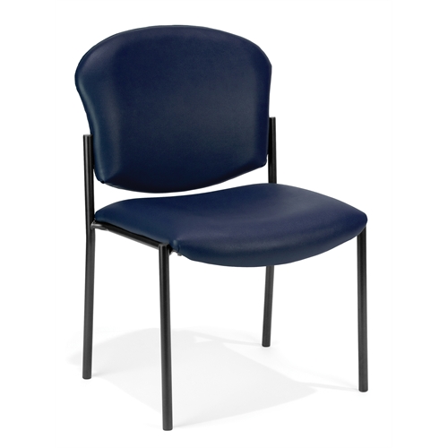 Armless Stack Chair - Vinyl, Navy. Picture 1